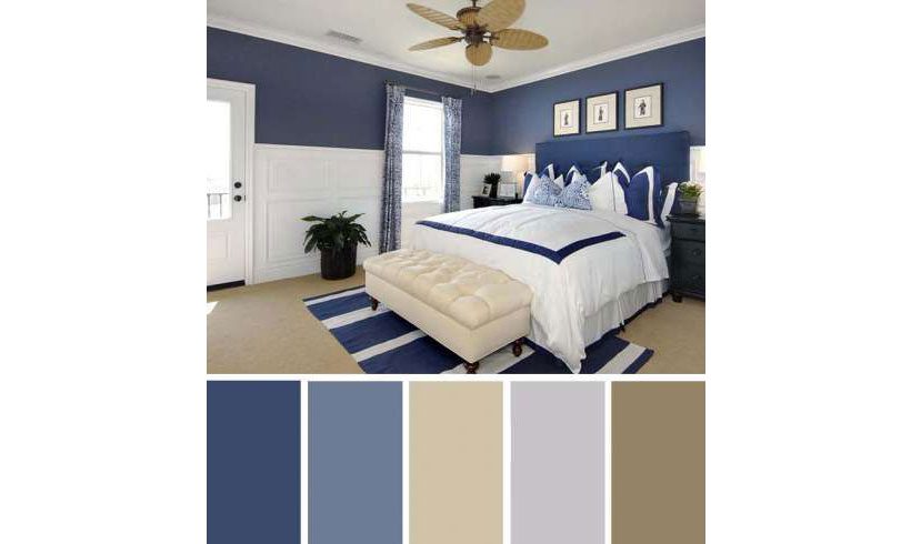 رنگ بندی آبی سفید اتاق خواب