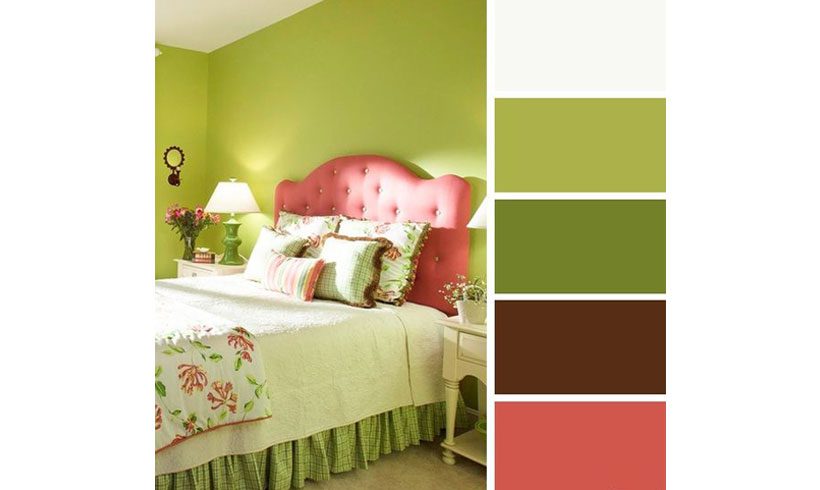 ترکیب رنگ سبز و صورتی اتاق خواب