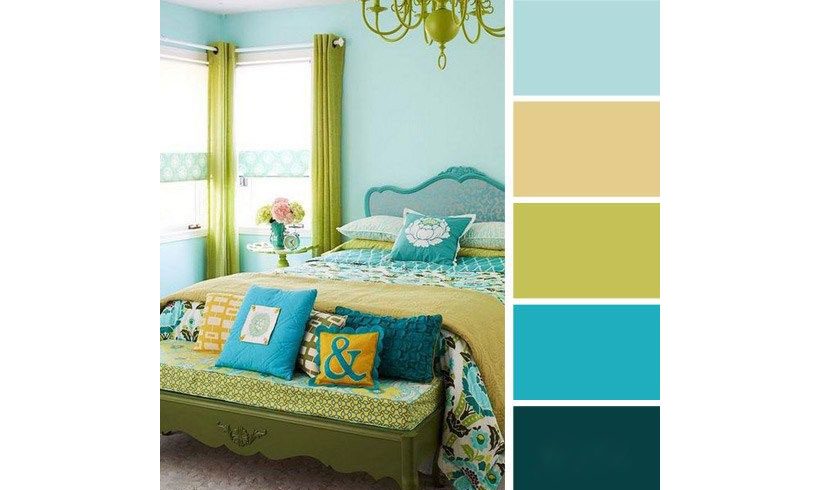 رنگ بندی اتاق خواب سبز و آبی