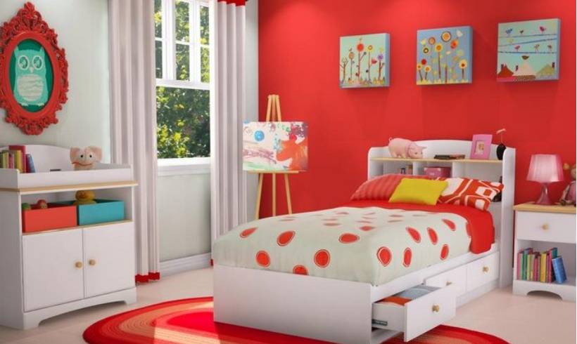 اتاق خواب قرمز رنگ برای کودک