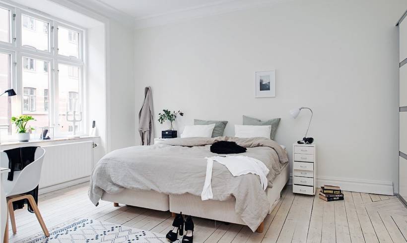 اتاق خواب سفید طرح اسکاندیناوی