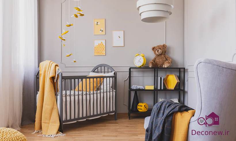 اتاق نوزاد خاکستری زرد جدید