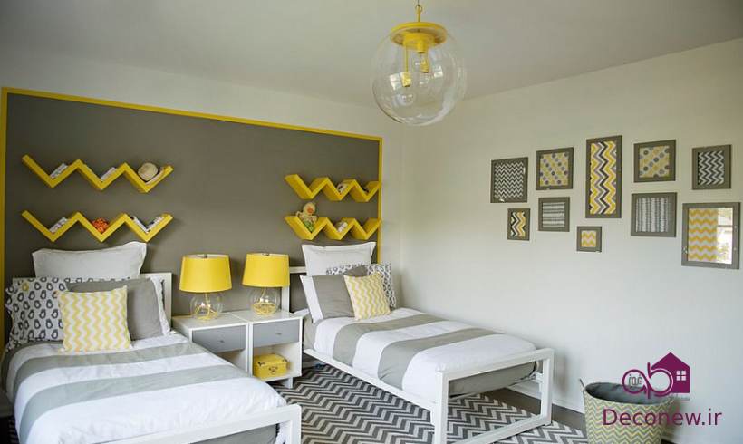 اتاق کودک خاکستری زرد
