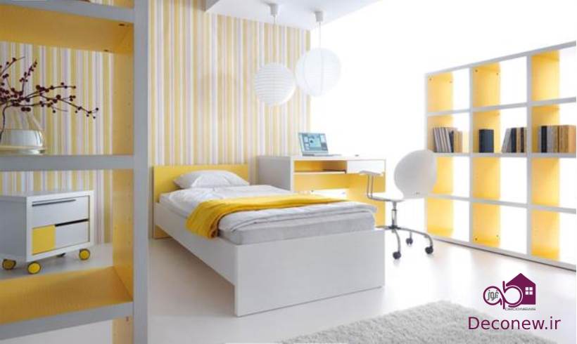 اتاق طوسی زرد سفید اتاق بچه