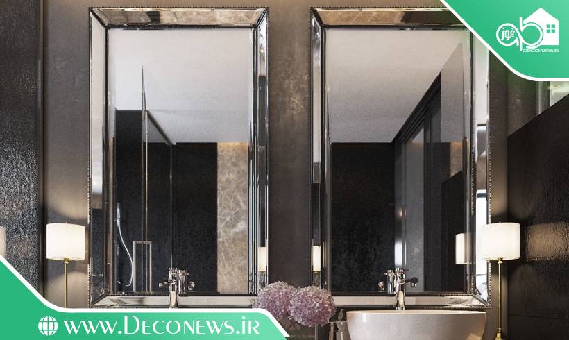 دکوراسیون حمام شیک با آینه های مدرن
