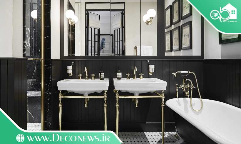 مدل سرویس بهداشتی حمام مشکی طلایی