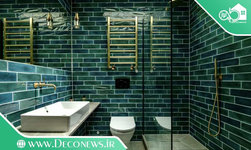 عکس حمام سرویس بهداشتی سبز طلایی