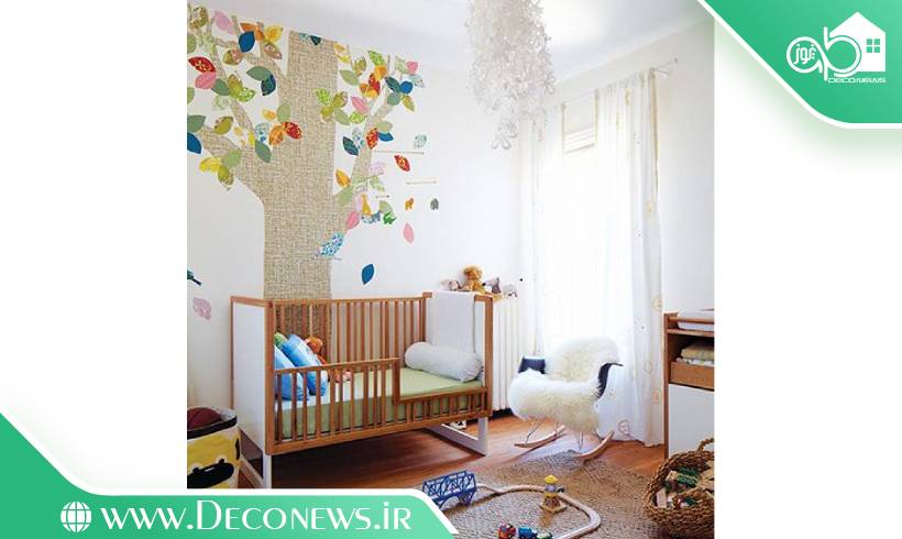 دیزاین دیوار اتاق کودک با پارچه