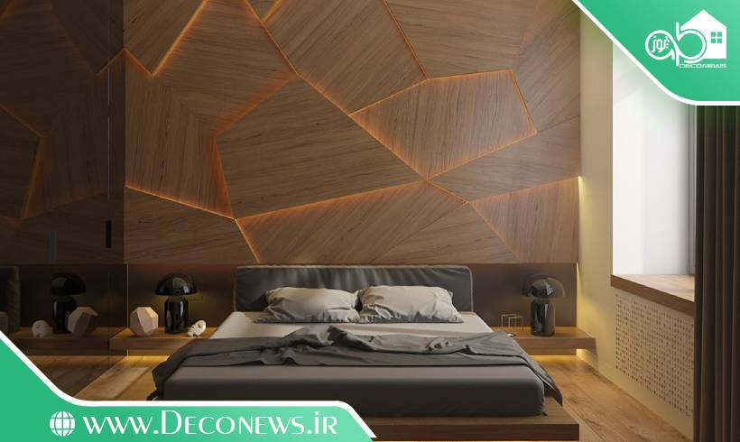 دیوارپوش اتاق خواب چوبی