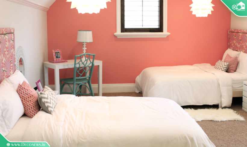 ایده رنگ اتاق خواب دخترانه نارنجی