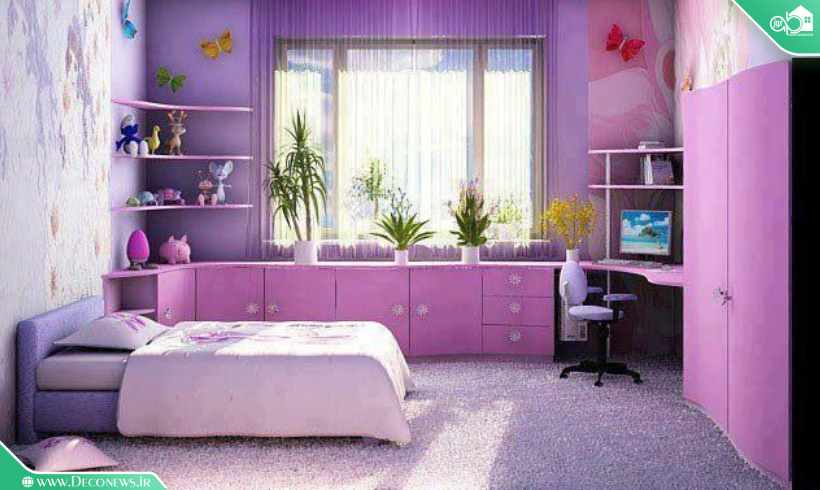 رنگ اتاق خواب دخترانه یاسی