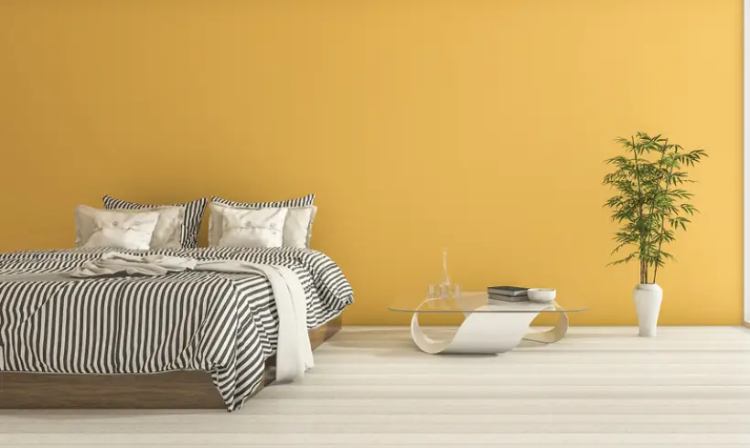 زرد و لیمویی در اتاق خواب