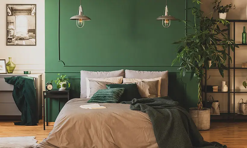 رنگ سبز در اتاق خواب زوج ها