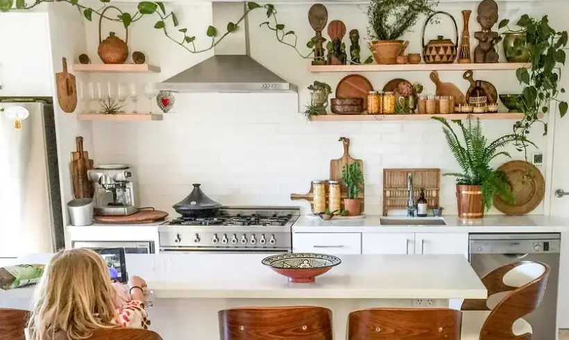 مدل آشپزخانه بوهو با شلف چوبی