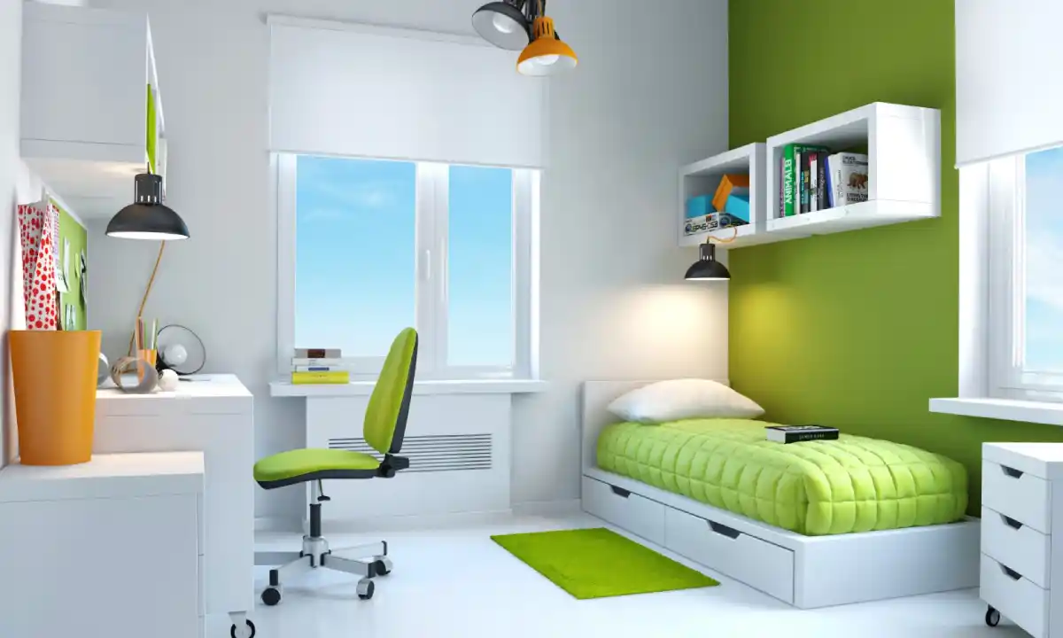 رنگ سفید و سبز برای اتاق خواب پسرانه