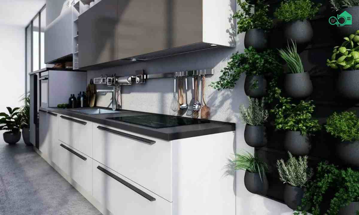 تزئین آشپزخانه با دیوار سبز طبیعی