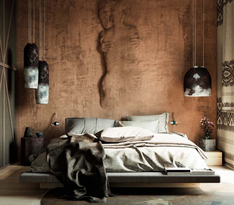اتاق خواب رویایی با رنگ های گرم و خاکی