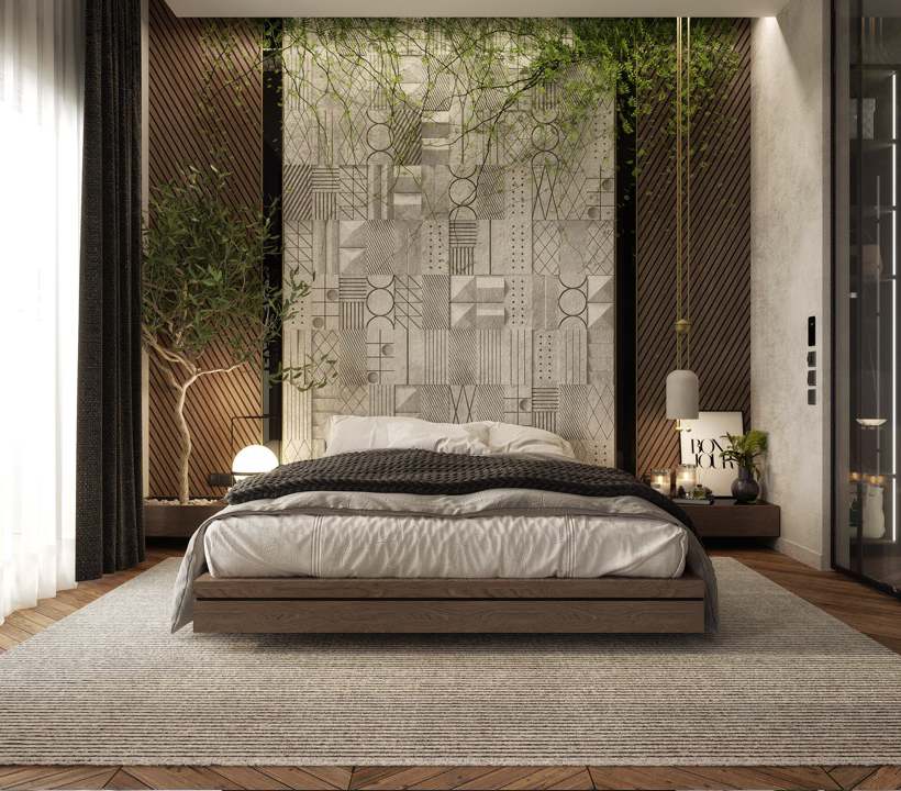 اتاق خواب رویایی ترکیب طبیعت و مدرنیسم