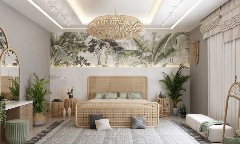 تزئین گوشه اتاق خواب با گل و گیاه